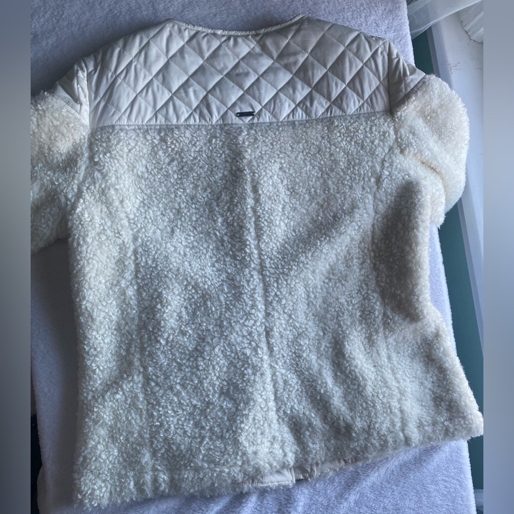 prAna Good Lux Sherpa Fleece Zip Jacket Off White Cozy Quilted Trim Women’s XL - Picture 9 of 16